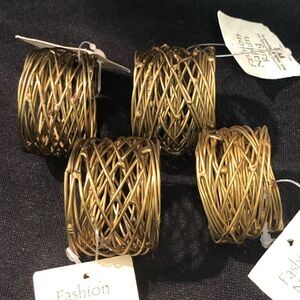 Antique Brass Wire Nest Napkin Rings - Set of 4 - NWT